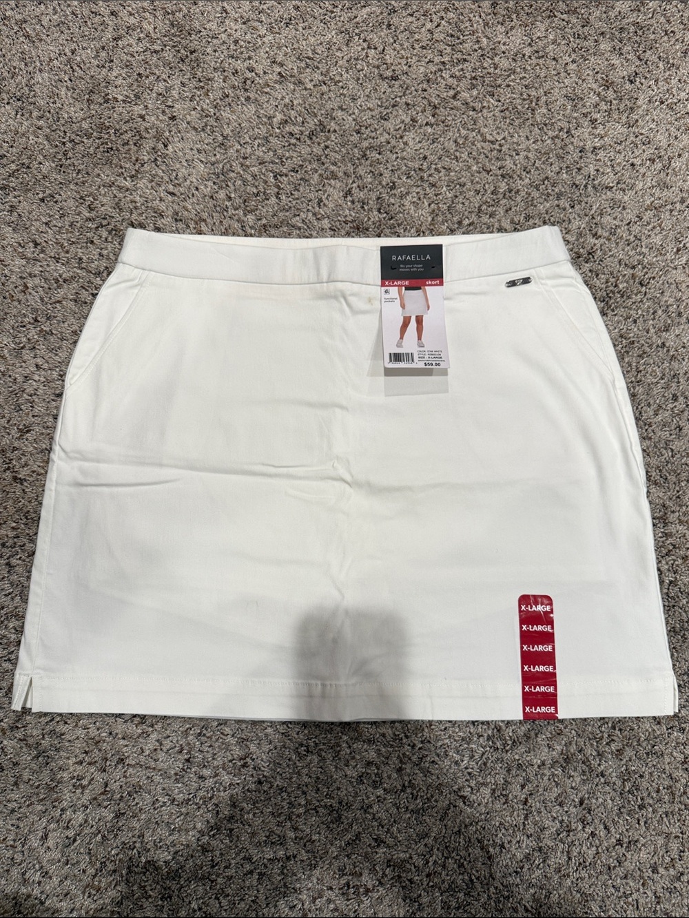Rafaella White Pull-On Golf Skort with Pockets